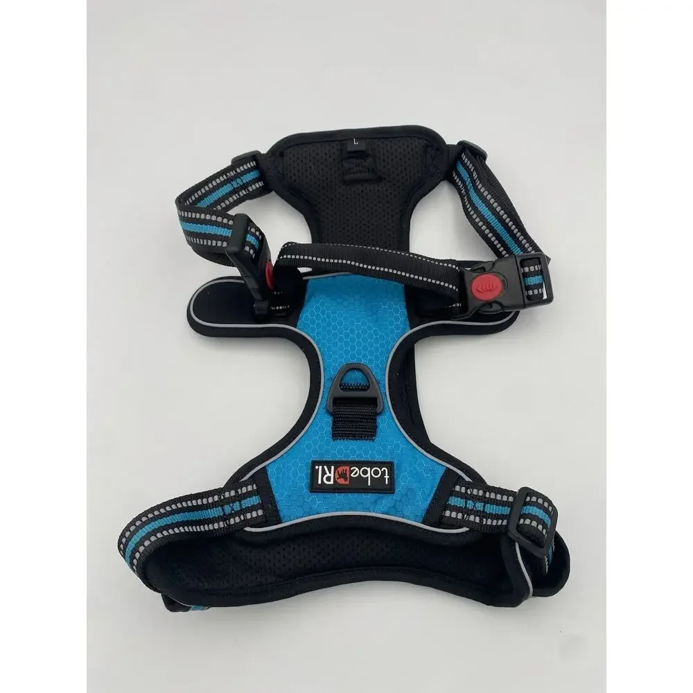 tobeRI Blue/Black Mesh Adjustable Soft Vest Dog Harness, Size L